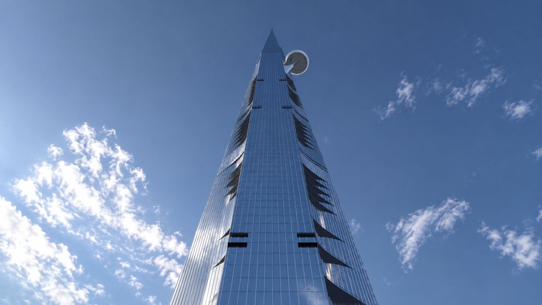 Plano contrapicado de la Jeddah Tower