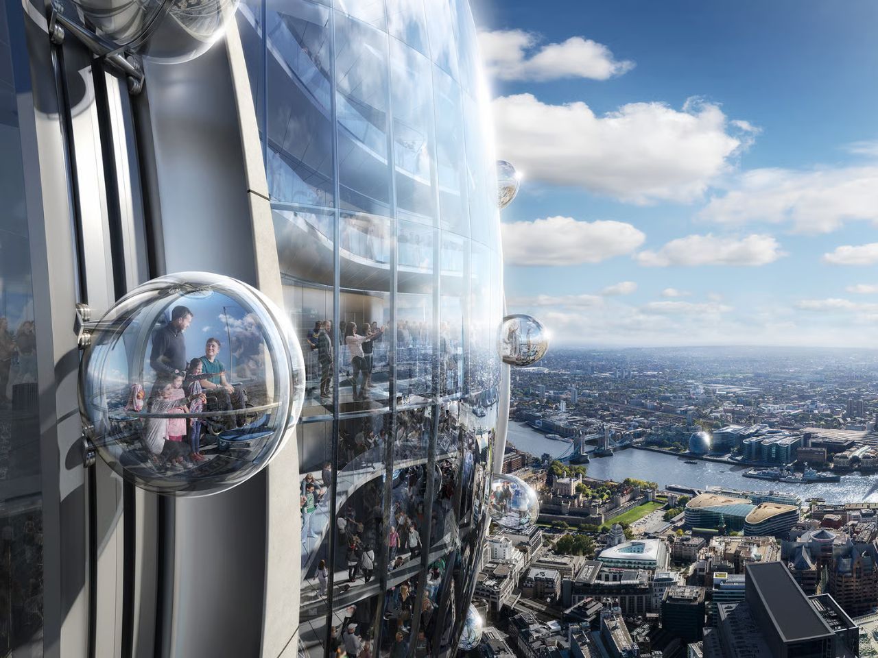 El sueño truncado del Tulip London, el rascacielos de 305 metros que quedó atrapado entre disputas políticas y legales 8 Las cápsulas de cristal móviles diseñadas para la fachada - RDM