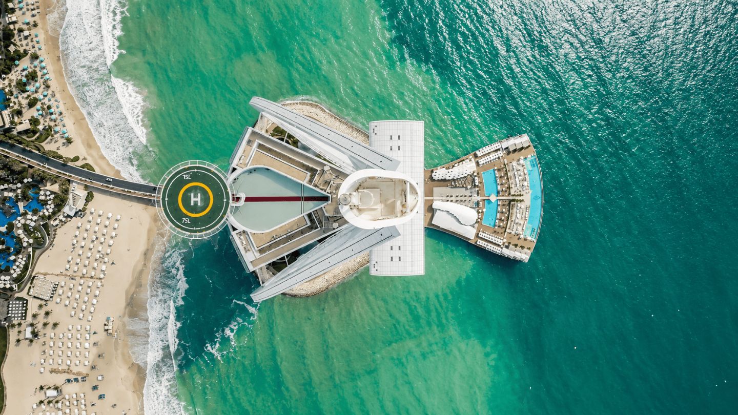 Plano aéreo del Burj Al Arab de Dubái - RDM